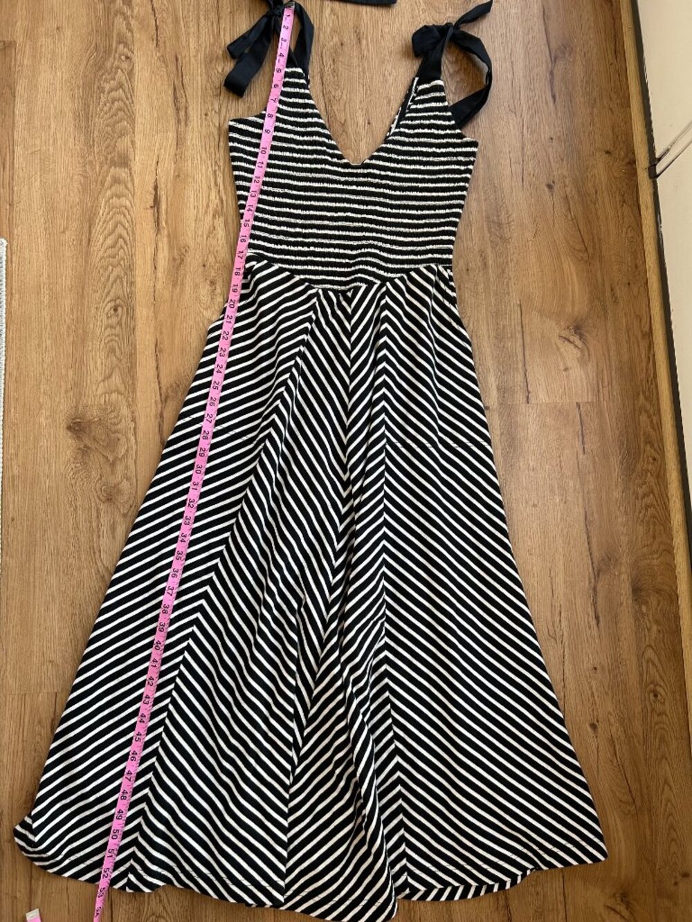 Free People Free-est Cecilia Midi Dress NWT M Black White Stripe Tie Strap Coast - Picture 12 of 12